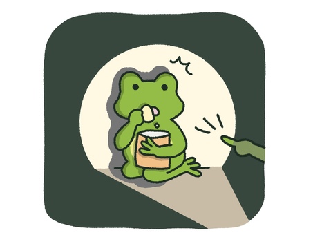 Illustration, secretly, eat, be found, 