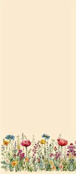 一筆箋　花の草原2 花,植物,ポピー,けしの花,カード,手紙,便箋,一筆箋のイラスト素材