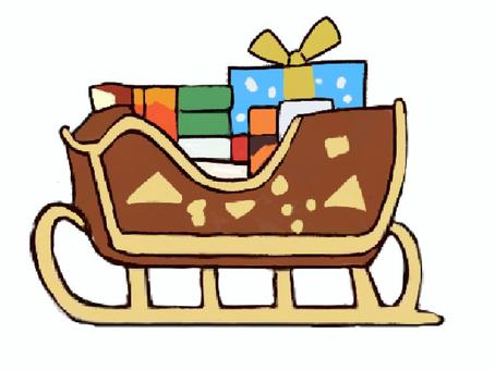 プレゼントをたくさん積んだソリ ソリ,プレゼント,クリスマス,サンタ,透過,たくさん,荷物,カラフル,いっぱい,乗り物のイラスト素材