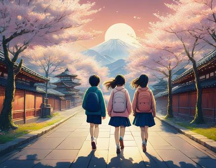 桜並木の帰り道