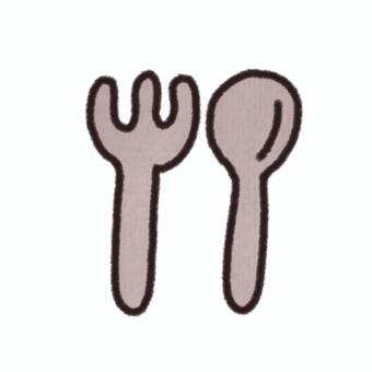 スプーンとフォークの手描きイラスト 手描き,素材,スプーン,フォーク,カトラリー,食事,かわいい,挿絵,日常のイラスト素材