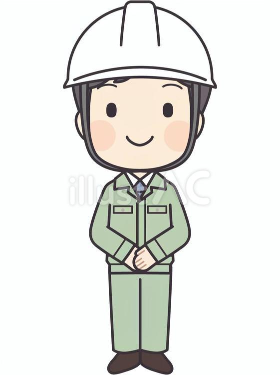手を揃えて立つ男性作業員 男性,作業員,職員のイラスト素材