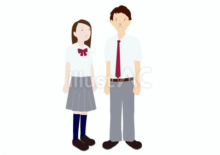 男女高校生（夏服） 男子,女子,男女のイラスト素材