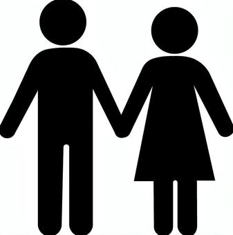 カップルのシルエット カップル,夫婦,彼氏彼女,妻,手を繋ぐ,家族,ピクトグラム,大人,シルエット,棒人間のイラスト素材