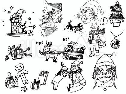 クリスマス素材【アナログペン画】