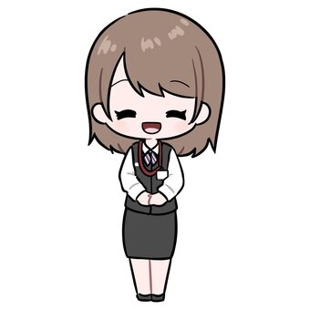 スーツで立つ女性　郵便局員　笑顔 郵便局員,スーツ,受付,仕事,立ち絵,全身,ビジネス,営業,業務,役職のイラスト素材