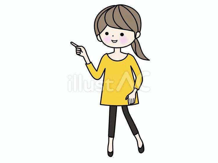 指差す女性 指差す,教える,説明のイラスト素材