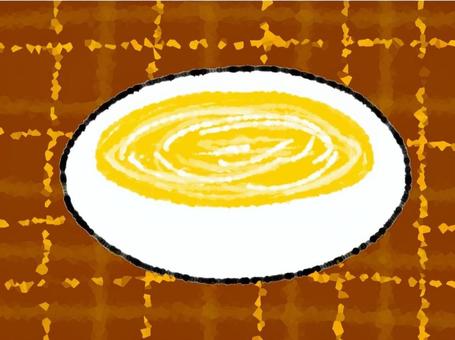 コーンスープ コーンスープ,スープ,チェック,茶色,食品,シンプル,手描き,ほのぼの,レストランのイラスト素材