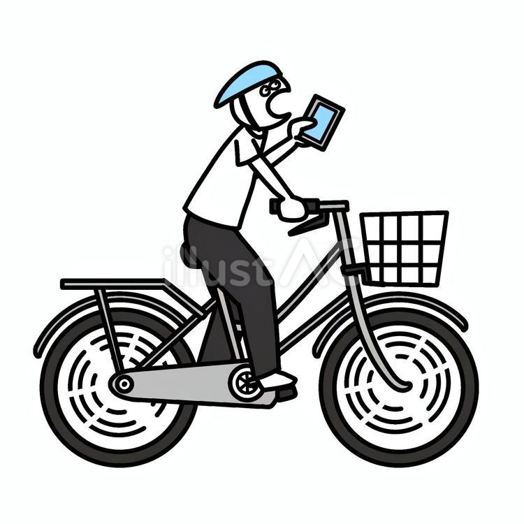 スマホ見ながら自転車を漕ぐ人 スマホ見ながら自転車を漕ぐ人 スマホ,見る,自転車のイラスト素材