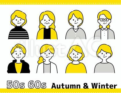 アイコン 50代女性 60代女性 黄色