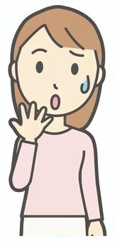  ロングヘア女性-327-バスト 困る,女性,女の子,人物,かわいい,失敗,不安,心配,悩む,呆れるのイラスト素材