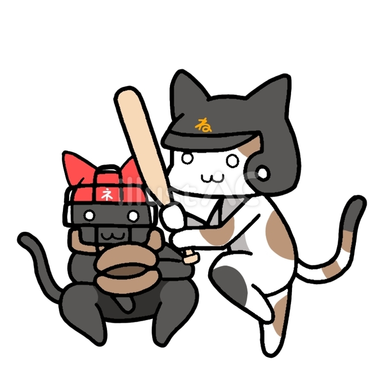猫と野球 猫,黒猫,三毛猫のイラスト素材