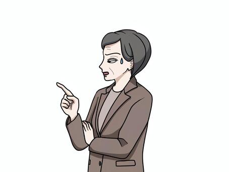 部下のミスに焦りながら指示する中年女性 部下,ミス,焦る,焦り,指示,スーツ,女性,中年,汗,上司のイラスト素材