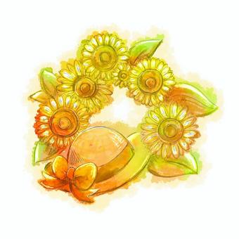 ひまわりのリース ひまわりのリース 暑中見舞い,花,ひまわりのイラスト素材