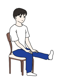 膝伸ばし体操 膝伸ばし,運動,体操,エクササイズ,ストレッチ,自主トレ,自主トレーニング,リハビリテーション,リハビリ,膝のイラスト素材