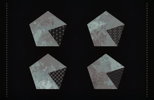 濃色マーブルの和柄ペンタゴン 和柄,ペンタゴン,五角形,エレメント,背景,模様,パターン,和,日本,麻の葉のイラスト素材