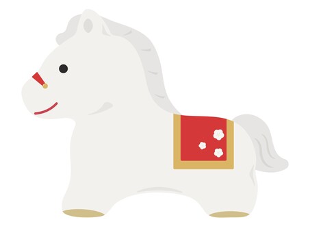陶器の干支の馬の置き物 馬,干支,置き物,置物,陶器,午,午年,郷土玩具風,玩具,白馬のイラスト素材