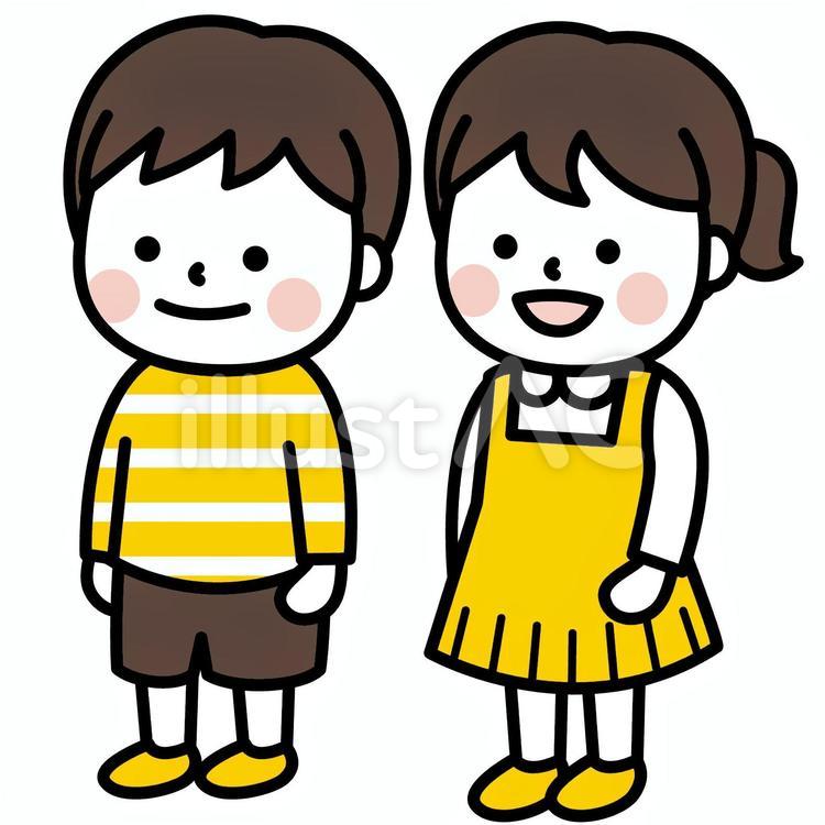 男の子と女の子2 男の子,女の子,園児のイラスト素材