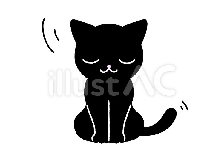 三つ指ついて正座してお辞儀する黒猫 動物,生き物,黒猫のイラスト素材