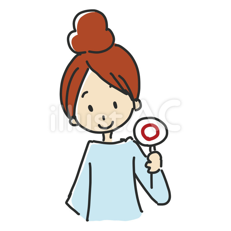 正解の札を出す女性イラスト No 無料イラストなら イラストac