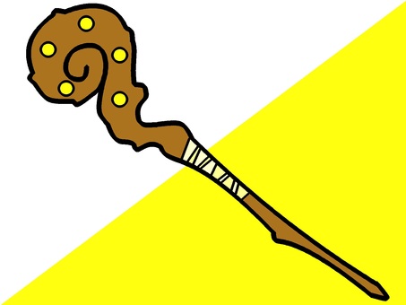 黄色モチーフの魔法の杖 魔法の杖,魔法使い,武器,装備,モチーフ,カラー,ファンタジー,ゲーム,rpg,挿絵のイラスト素材