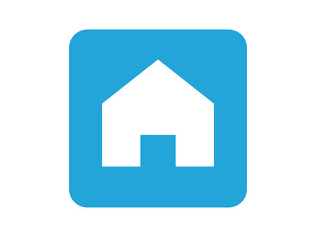 四角に入ったホームアイコン（青） ホーム,アイコン,家,マーク,建物,シルエット,モノクロ,サイト,ホームページ,hpのイラスト素材