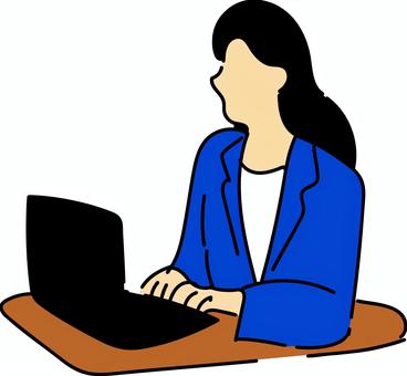 PC作業をしている人 pc作業,パソコン,仕事,リモートワーク,オフィス,女性のイラスト素材