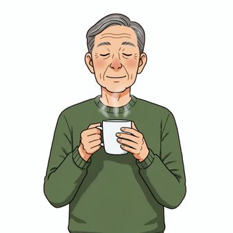 飲み物を持つ人