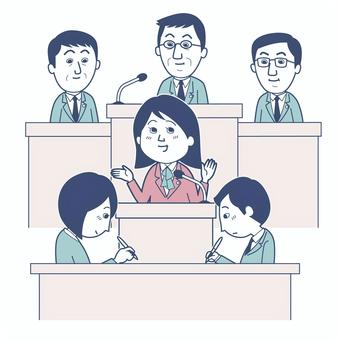答弁する女性議員_淡色版 淡色版,若手,議員,議会,答弁,女性,発言,議論,会議,提案のイラスト素材
