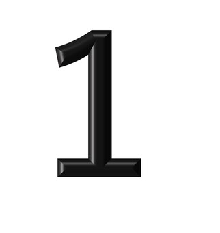 ３Dアラビア数字黒1 1,数字,3d,立体,黒,装飾文字,デザイン,アイコン,アラビア数字のイラスト素材