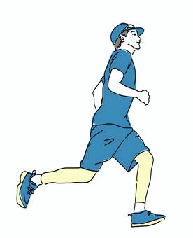 ランニングをする男性 ランニング,男性,ハーフパンツ,スポーツ,スニーカー,帽子,サッカーのイラスト素材