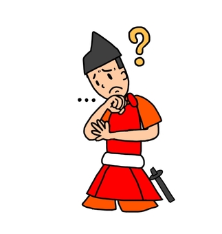 考える鎌倉時代の雑兵 雑兵,侍,武士,鎧武者,兵士,戦士,日本,和風,歴史,日本史のイラスト素材