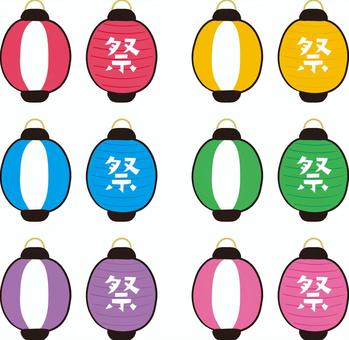 提灯セット 提灯,ちょうちん,祭,夏,飾り,盆踊り,夕涼み,縁日,赤,黄色のイラスト素材
