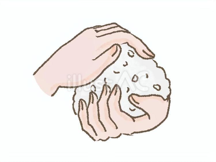 おにぎりを握る おにぎり,握る,手のイラスト素材