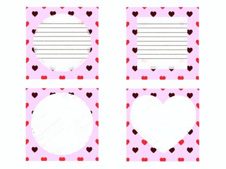 かわいいメッセージカード ピンク,赤,ブラウン,ハ−ト,罫線あり,罫線なし,かわいい,便箋,メッセージ,カードのイラスト素材