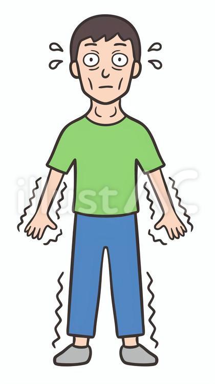 症状が出ている男性全身 バセドウ病,甲状腺機能亢進症,眼球突出のイラスト素材