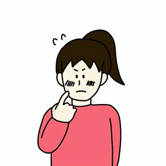 照れている女性 女性,人物,シンプル,照れ,恥ずかしい,上半身,1人のイラスト素材