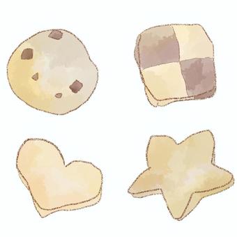 手作りクッキー クッキー,焼き菓子,チョコチップ,ココア,ハート,星,水彩,鉛筆のイラスト素材