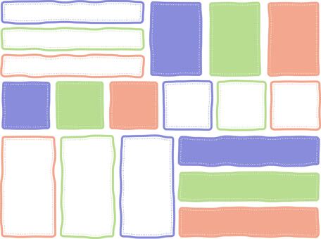 手書き風　ラフな線のフレームセット２a フレーム,セット,落書き,手描き,手書き,カラフル,飾り枠,あしらい,ライン,点線のイラスト素材