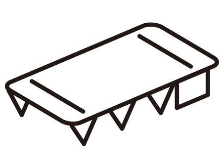 アウトドア簡易ベッドコット線画アイコン１ 簡易ベッド,コット,アウトドア,キャンプ,アイコン,線画,防災,レジャー,災害,非常時のイラスト素材