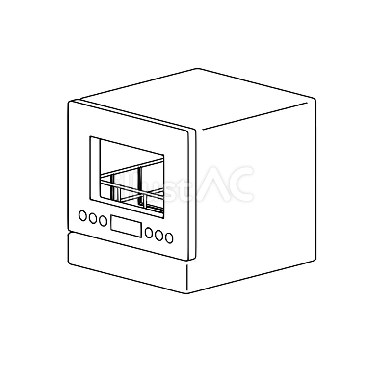 食器洗い機の線画 食器洗い機,洗浄機,線画のイラスト素材