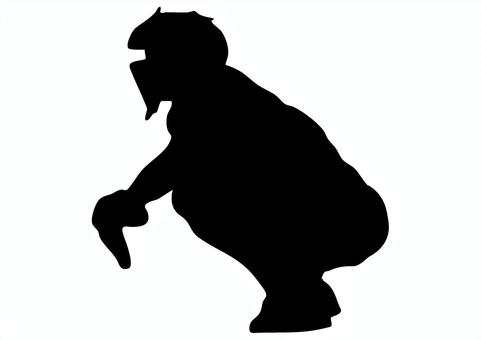 キャッチャーのシルエット 野球,シルエット,キャッチャー,捕手,ベースボール,シンプル,人物,大人,男性,男のイラスト素材