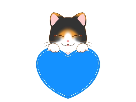 Illustration, cat, white day, blue, 