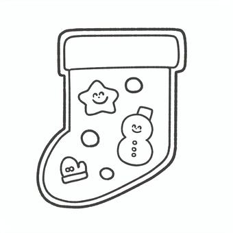 クリスマスの靴下の白黒手描きイラスト4 クリスマス,靴下,手描き,小物,挿絵,かわいい,プレゼント,飾り,白黒,モノクロのイラスト素材