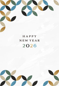 年賀状 七宝柄 ハガキサイズ 青,黄色,金,七宝柄,年賀状,ハガキ,ハッピーニューイヤー,happynewyear,謹賀新年,新年のイラスト素材