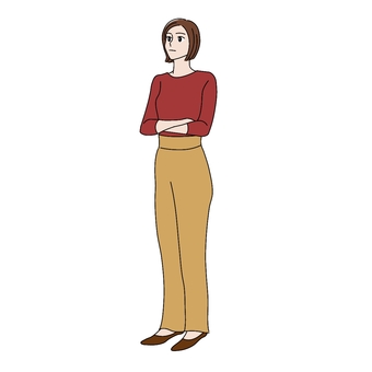 腕を組んで立っている女性　全身 女性,腕組み,全身,真顔,アイコンのイラスト素材