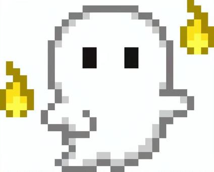 ドット絵の黄色の人魂とお化けです。 ドット絵,人魂,お化け,シンプル,幽霊,和風,ホラー,心霊,現象,闇のイラスト素材