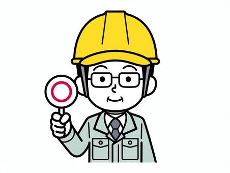 Illustration, male, middle aged, site supervision, 