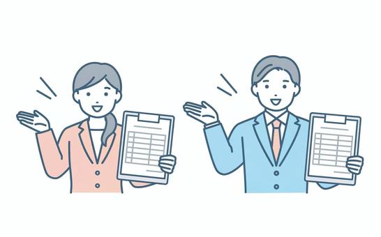 A man and a woman in a suit who guides you in filling out documents, JPG, PNG and AI A man and a woman in a suit who guides you in filling out documents, , JPG, PNG and AI
