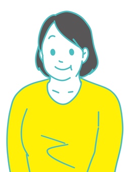 ふくよかな女性 女性,おばさん,ふっくら,ぽっちゃり,太い,肥満,中年,30代,40代,にこやかのイラスト素材